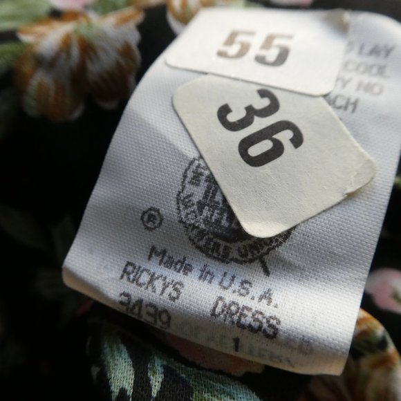 Vintage Cottagecore Leslie Dress Fit Flare Pockets Floral Belt Puff Sleeve USA - Picture 10 of 11